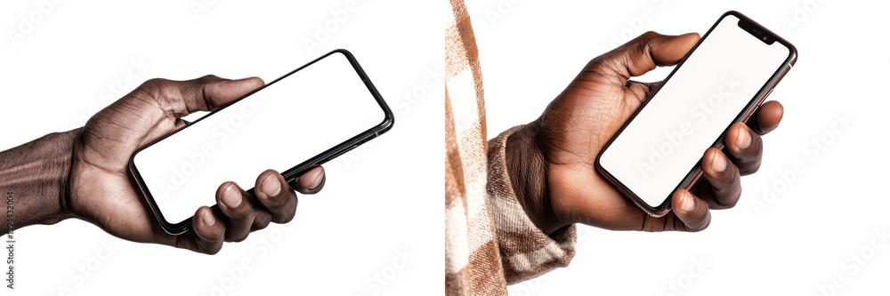 Aufkleber minimalist mockups showcasing smartphone held in hand on isolated background for design and presenta