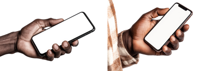Minimalist mockups showcasing smartphone held in hand on isolated background for design and presentation
