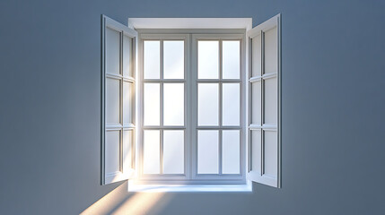 Obraz premium Open window, sunlight streaming, interior room