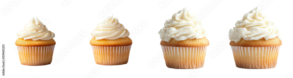 Poster Cupcake mockups showcasing various sizes in an isolated minimalist setting for design and culinary presentations