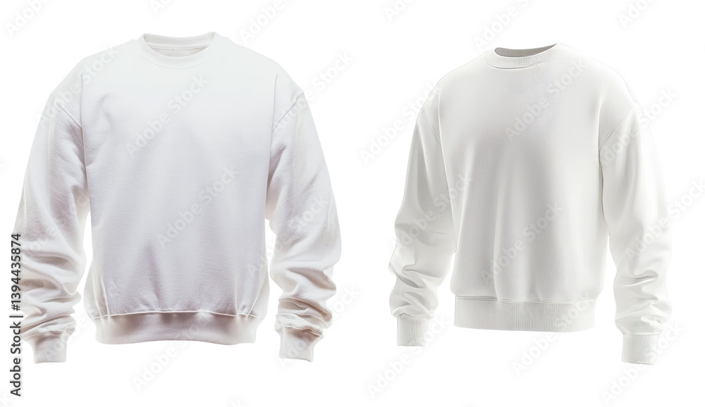 Aufkleber minimalist isolated mockups of two white sweatshirts showcasing clean design and versatile style