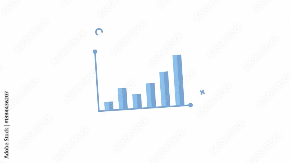 Poster simple line graph showing increasing blue bars, ideal for data analysis presentations or financial r