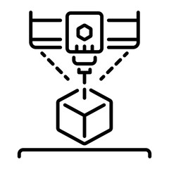 3d printing machine icon in linear style