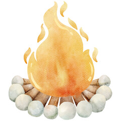 Watercolor Campfire Clipart