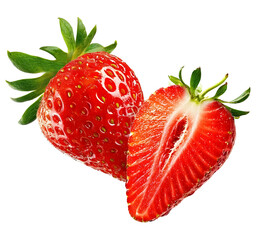 Rope Strawberry with slice isolated transparent background Sample for design.
