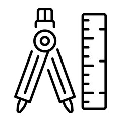 A linear style icon of drafting tools 
