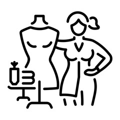 A linear style icon of a textile designer 
