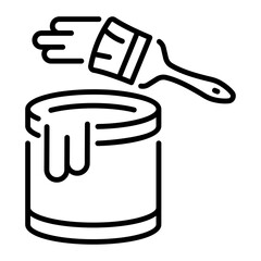 Paint bucket with a brush, line style icon 