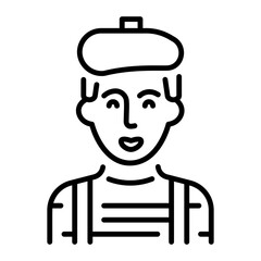 A linear style icon of a mime artist 