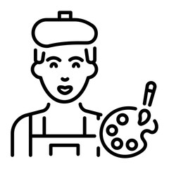 A linear style icon of an artistic boy 