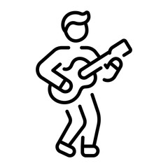 A character playing guitar icon in linear style 