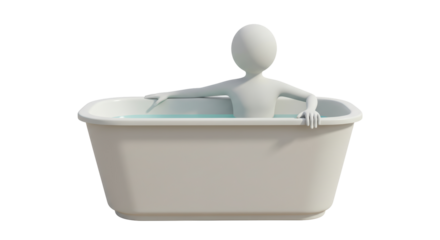 Isolated 3D Man in Bathtub