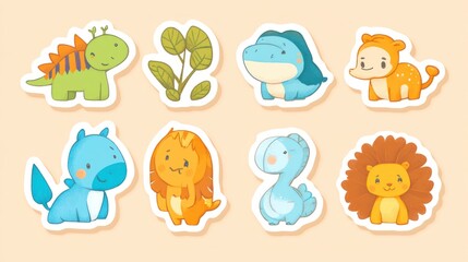 Obraz premium Sticker sheet with jungle animals
