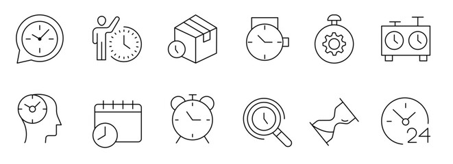 Time management. Linear icon collection. vector