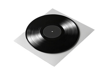 Fototapeta premium Minimalist design of an isolated vinyl record on a white backdrop showcasing timeless music aesthetics