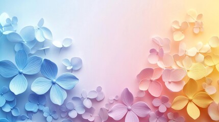 Pastel Hydrangea Flowers on Soft Gradient Background