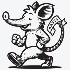 Vector Illustration Aardvark Walking Mascot Cartoon. stock illustration