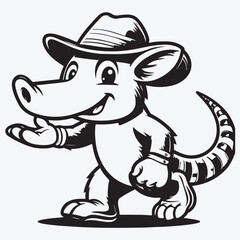 Vector Illustration Aardvark Walking Mascot Cartoon. stock illustration