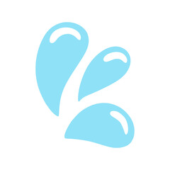 Doodle water drop,hand drawn sweat tear. Blue liquid splash icon with soft shapes and rounded droplets. Ideal for skincare, weather, eco, hydration, cartoon style UI elements.