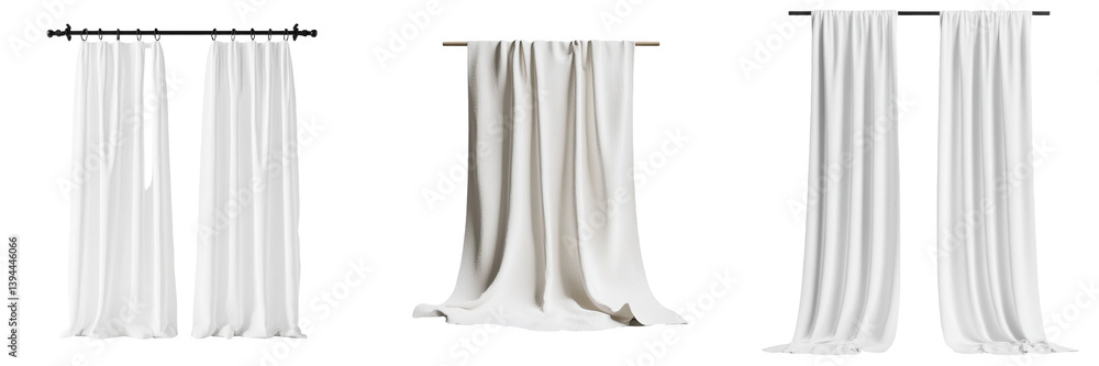 Aufkleber minimalist mockups of white fabric curtains in a clean, isolated environment suitable for interior d