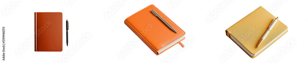 Poster Minimalist isolated notebook mockups in vibrant colors with pen for creative design projects and presentations