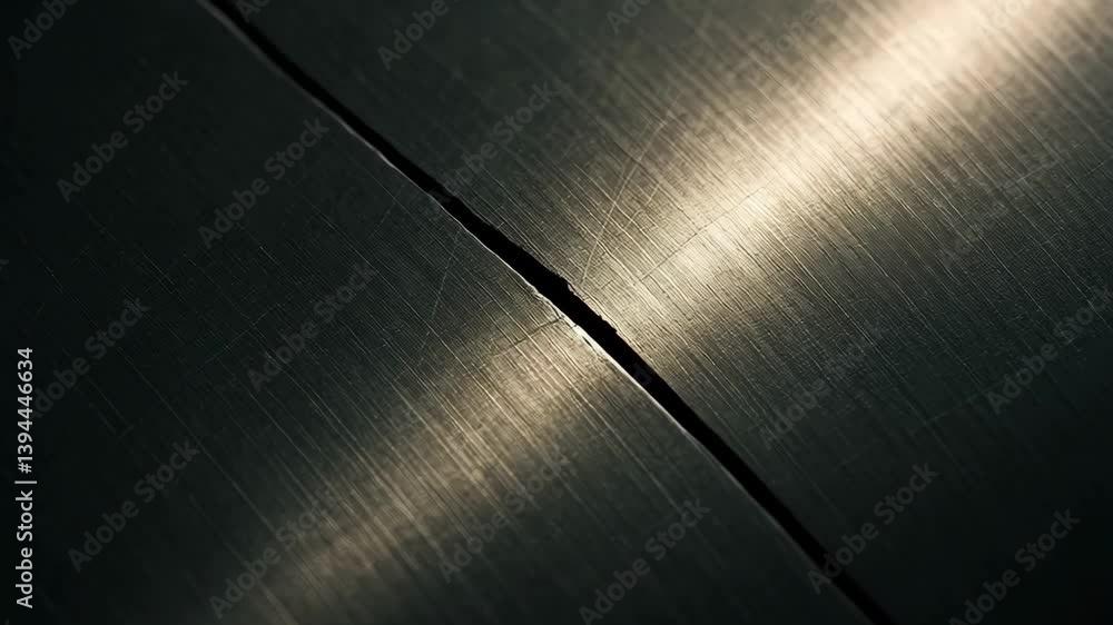 Aufkleber close up view of metallic surface with crack and damage, highlighting need for repair and rework to 