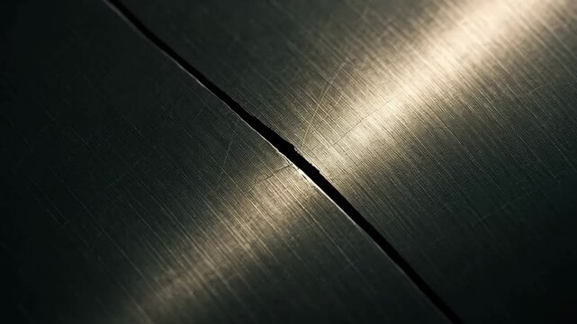 Close up view of metallic surface with crack and damage, highlighting need for repair and rework to restore texture and reflection.