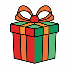 Present Gift Box Icon with Christmas Gift Vector Illustration