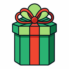 Present Gift Box Icon with Christmas Gift Vector Illustration