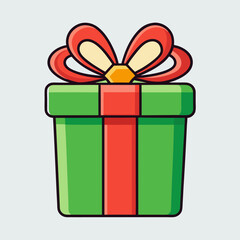 Present Gift Box Icon with Christmas Gift Vector Illustration