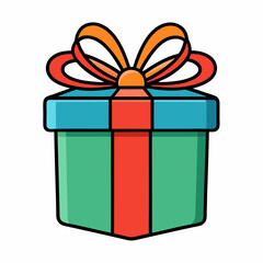 Present Gift Box Icon with Christmas Gift Vector Illustration