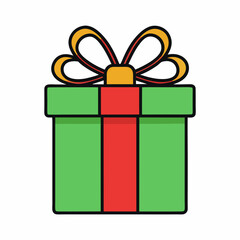 Present Gift Box Icon with Christmas Gift Vector Illustration