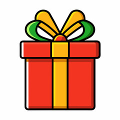 Present Gift Box Icon with Christmas Gift Vector Illustration