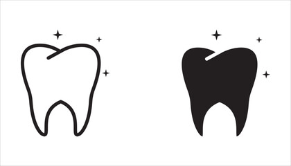 Tooth icon set. Dental clinic logo. Human teeth vector illustration. Dentistry logo. Oral hygiene concept. Dentist sign. Molar tooth enamel symbol. Simple isolated tooth pictogram design.