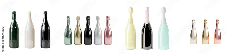 Poster minimalist mockups of champagne bottles with elegant design in a stylish isolated setting