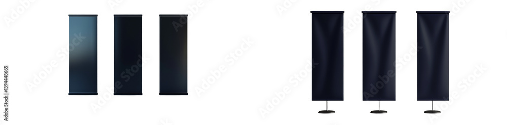 Poster Minimalist mockups of isolated black banners designed for versatile display in various spaces and events