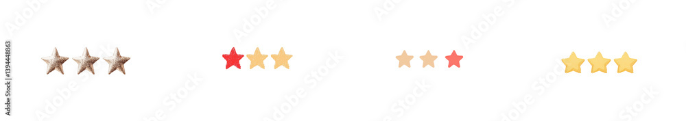 Poster stylish isolated minimalist mockups of decorative star ratings for user reviews and feedback in a cl