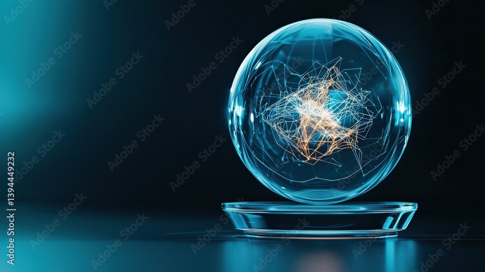 Poster a glowing orb containing a complex idea, evolving with each touch, critical thinking skills