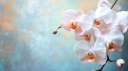 Pink and White Orchid Blossoms on a Textured Background