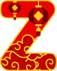 Chinese Imlek Lampion Letter Vector Element Alphabet Z