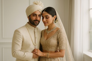 Elegant Indian wedding couple portrait