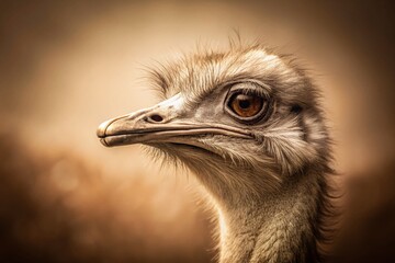 Majestic Ostrich in Vintage Wildlife Portrait A Timeless Capture of Avian Grandeur