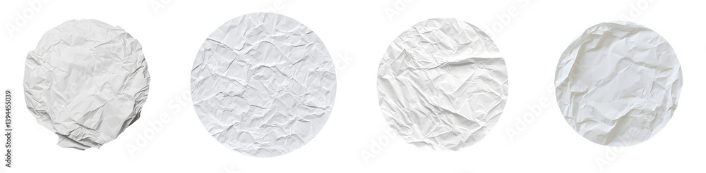 Poster minimalist mockups showcasing different textures of crumpled white paper in isolated arrangements