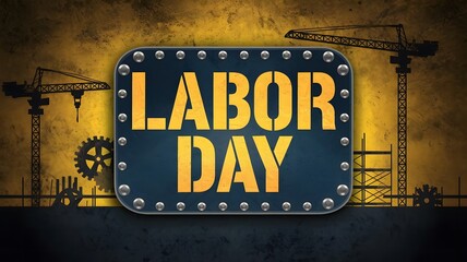 Artistic Labor Day Design Featuring Industrial Gear Patterns