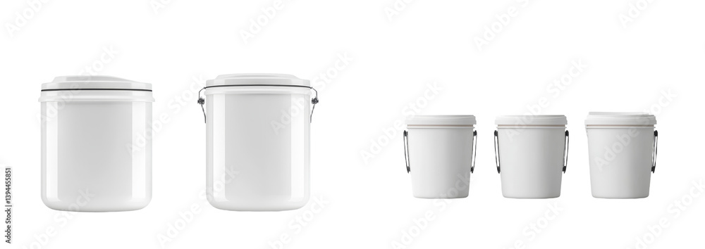 Aufkleber minimalist mockups showcasing isolated white storage containers designed for versatility in modern h