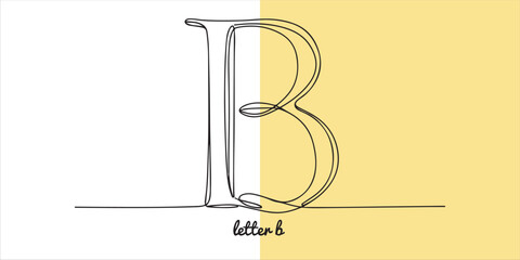 letter b logo continuous single line art drawing sketch on white background © Bigbambe