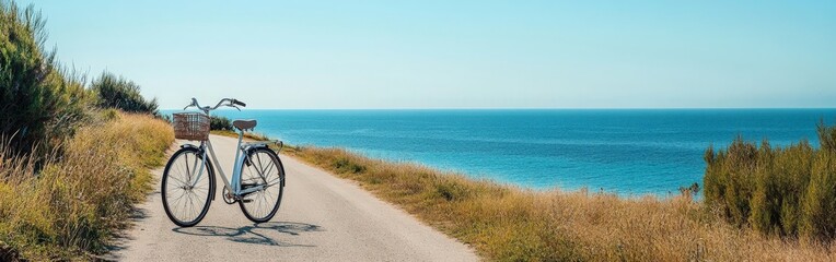 Bike Parked by the Sea with a Beautiful Coastal View