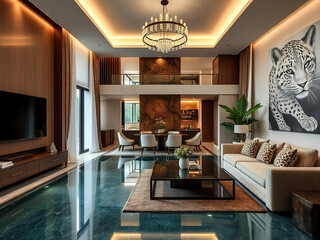 modern luxury villa apartment interior leopard color