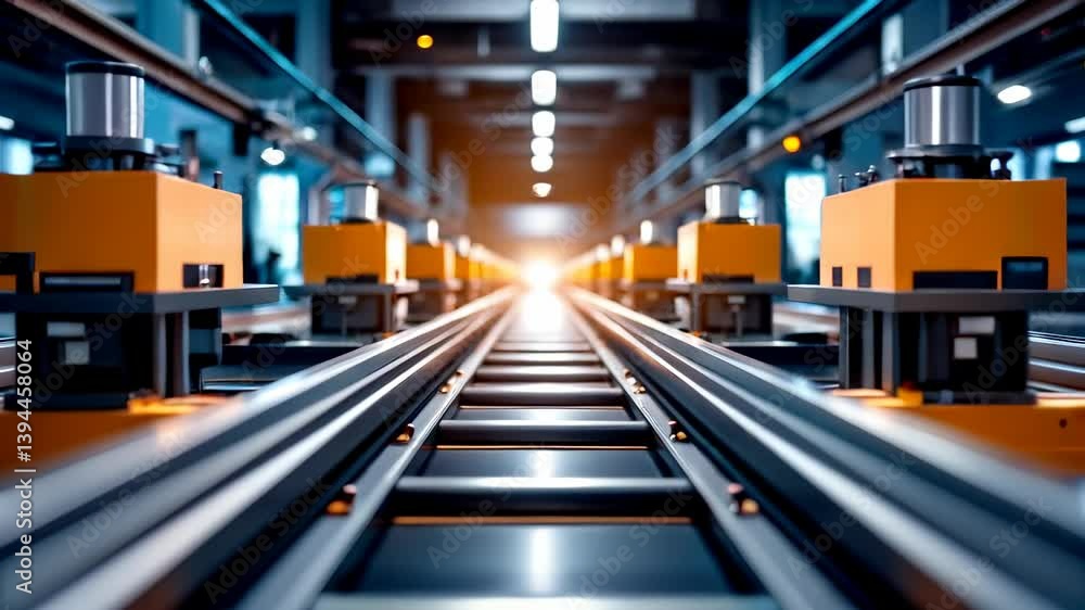 Poster advanced automation and robotics in modern industrial production factory showcasing precision manufa