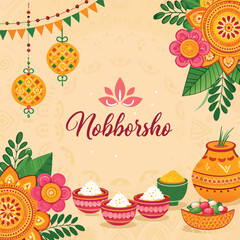 Shuvo Noboborso with beautiful background